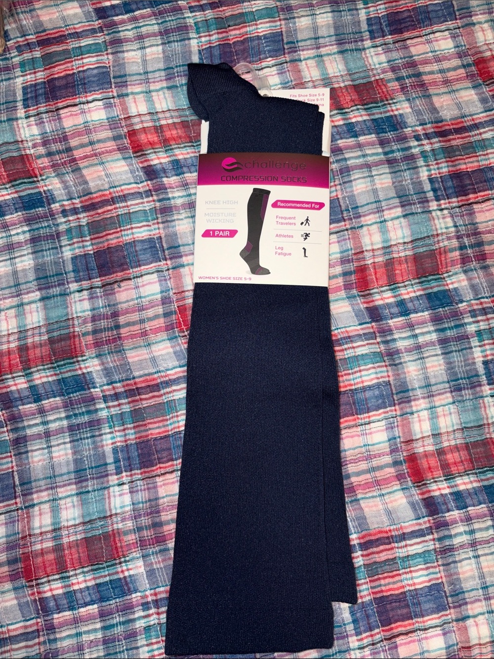 Women's Compression Knee-High Socks - Navy Blue